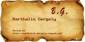 Barthalis Gergely névjegykártya